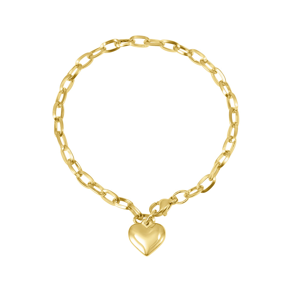 צמיד לולאות אובל לב זהב