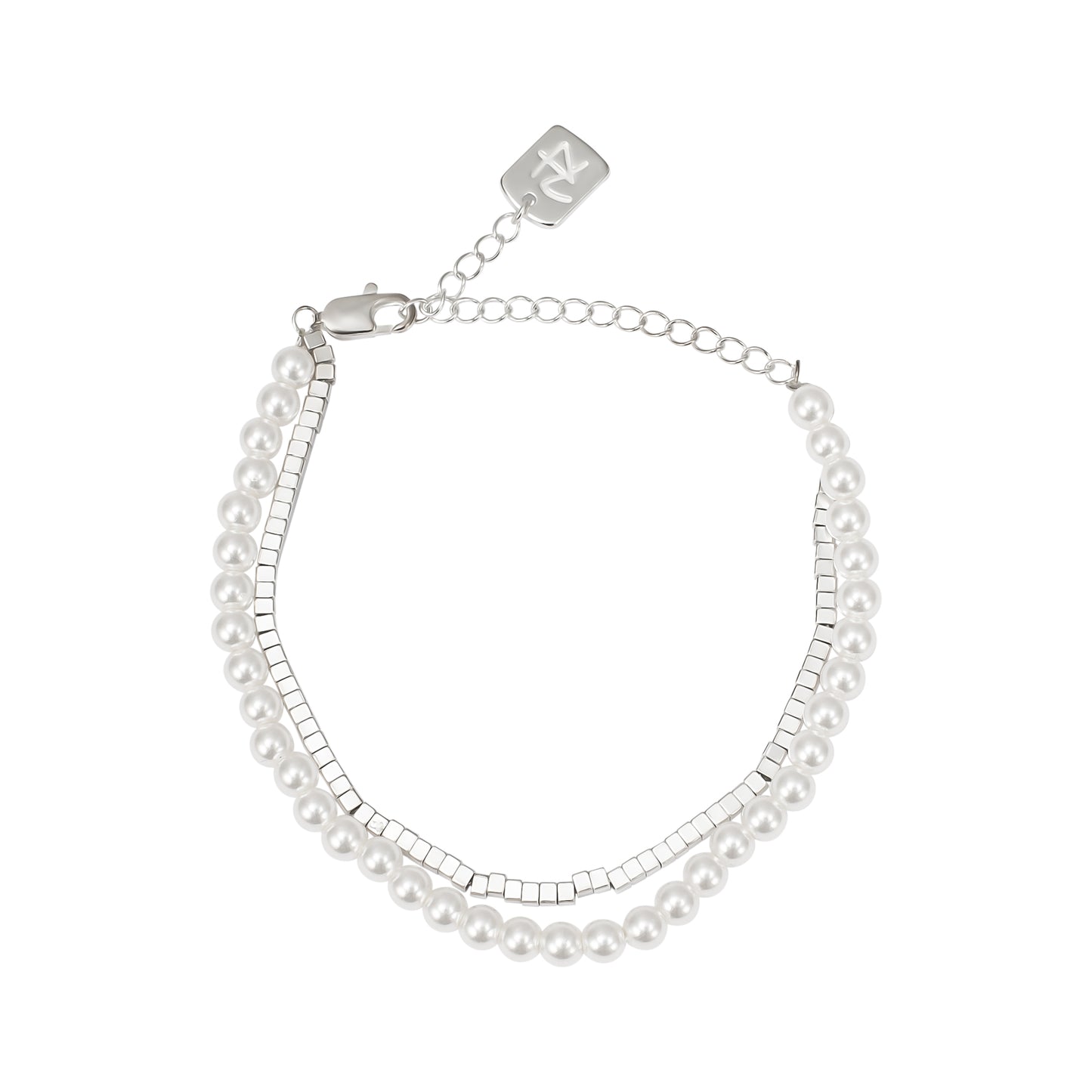 צמיד פנינה כפול מכסף 925